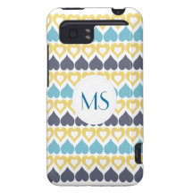 Motif bleu turquoise jaune de coeur coque HTC vivid