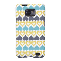 Motif bleu turquoise jaune de coeur étui samsung galaxy s2