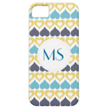 Motif bleu turquoise jaune de coeur coque iPhone 5