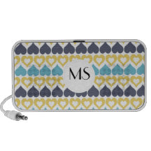 Motif bleu turquoise jaune de coeur haut-parleur