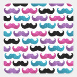 Motif bling coloré de moustache (scintillement de  autocollants carrés