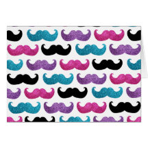 Motif bling coloré de moustache (scintillement de  cartes de vœux