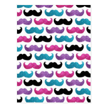 Motif bling coloré de moustache (scintillement de  cartes postales