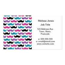 Motif bling coloré de moustache (scintillement de  modèles de cartes de visite