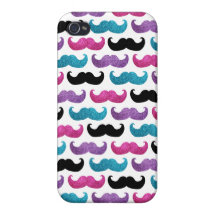 Motif bling coloré de moustache (scintillement de  coques iPhone 4/4S