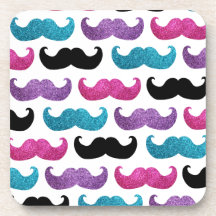 Motif bling coloré de moustache (scintillement de  dessous-de-verre
