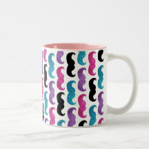 Motif bling coloré de moustache (scintillement de  tasse