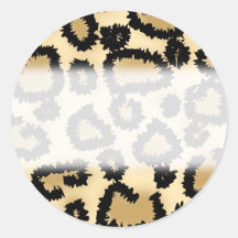 Motif, Brown et noir d'empreinte de léopard Autocollant Rond