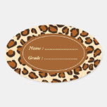 Motif brun animal de guépard autocollant ovale