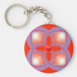 Motif celtique rouge de fractale de coeur porte-clefs