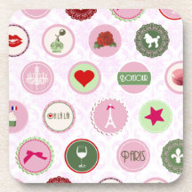 Motif chic minable girly rose de Paris Dessous-de-verre