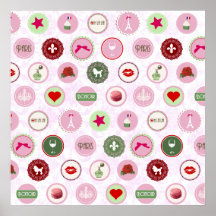Motif chic minable rose vintage de Paris Posters