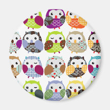 Motif coloré de hibou aimant