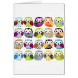 Motif coloré de hibou carte de vœux