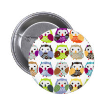 Motif coloré de hibou pin's avec agrafe