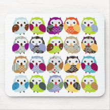 Motif coloré de hibou tapis de souris