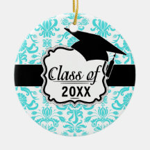 motif complexe bleu et blanc d'aqua de damassé décorations pour sapins de noël