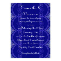 Motif complexe de bleu royal - mariage invitation personnalisée