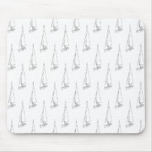 Motif de bateau à voile. Noir et blanc. Tapis De Souris