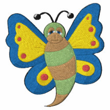 Motif de broderie de papillon - bleu/jaune/vert polos avec broderie