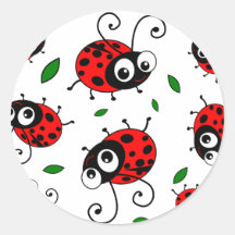 Motif de coccinelles de bande dessinée autocollant