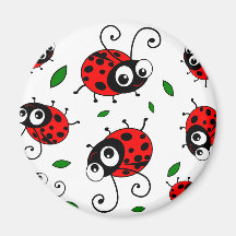 Motif de coccinelles de bande dessinée aimants pour réfrigérateur