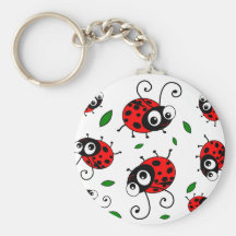 Motif de coccinelles de bande dessinée porte-clé