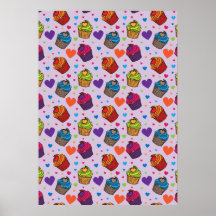 Motif de coeurs de petit gâteau affiches