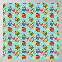 Motif de coeurs de petit gâteau posters