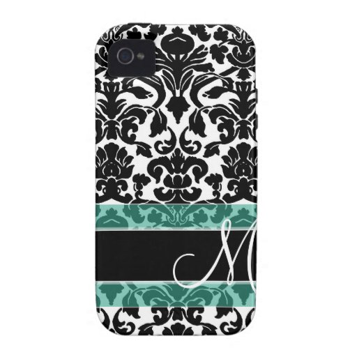 Motif de damassé avec le monogramme coque vibe iPhone 4