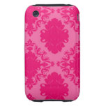 Motif de damassé d'encre de fuchsia et de lumière étuis tough iPhone 3