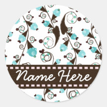 Motif de fleur bleu de crème glacée autocollants