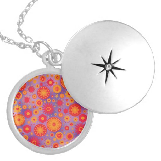 Motif de fleur orange et pourpre rouge de hippie pendentif
