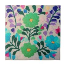 Motif de fleurs coloré carreaux