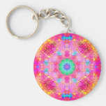Motif de fractale d'étoiles et de bulles de rose porte-clefs