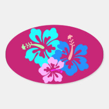 Motif de ketmie de roses indien autocollant ovale