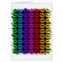 Motif de lèvres d'arc-en-ciel carte de vœux