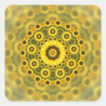 Motif de mandala de fractale de tournesol de hippi autocollants