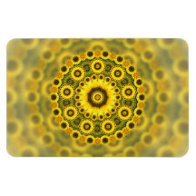 Motif de mandala de fractale de tournesol de hippi magnet rectangulaire