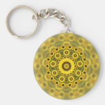 Motif de mandala de fractale de tournesol de hippi porte-clés