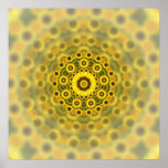 Motif de mandala de fractale de tournesol de hippi posters