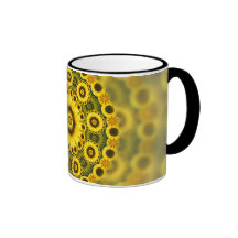 Motif de mandala de fractale de tournesol de hippi tasses