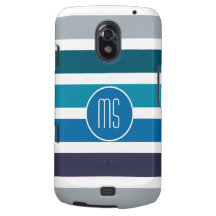 Motif de monogramme de rayures bleues étui samsung galaxy nexus