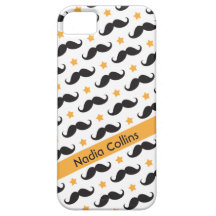 Motif de moustache avec des étoiles d'orange perso étuis iPhone 5