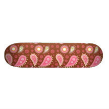 Motif de Paisley assez de rose et de rouge de briq Plateaux De Planche À Roulettes