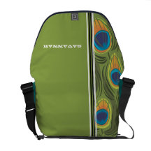 Motif de paon emballant le sac messenger à rayure besace