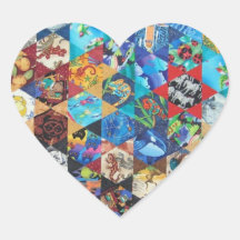 Motif de patchwork d'arts de bruit autocollants en cœur