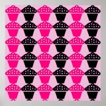 Motif de petit gâteau de roses indien et de noir d poster