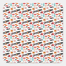 Motif de "petit homme" de moustache autocollants carrés