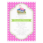 Motif de point blanc de polka de rose de douche de invitations